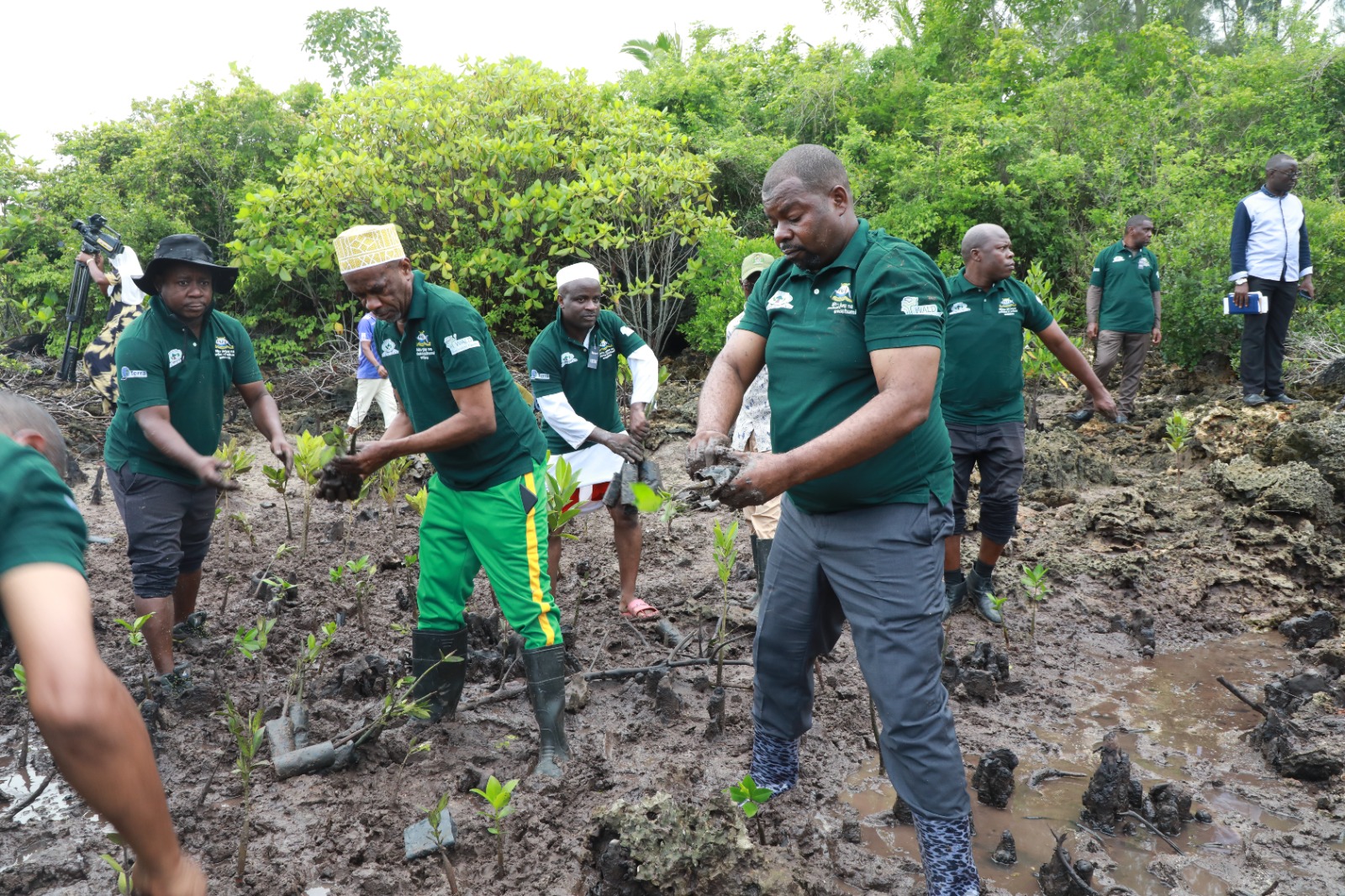 Waziri wa Kilimo, Umwagiliaji, Maliasili na Mifugo Aongoza Maadhimisho ya Siku ya Misitu Duniani kwa Upandaji Mikoko na Miti Asilia huko Muyuni B, Kusini Zanzibar.